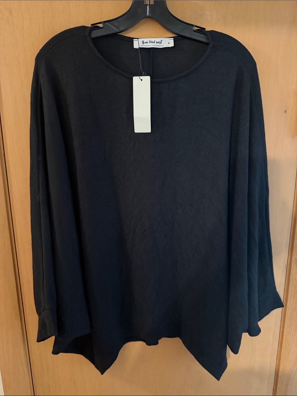 Three Bird Nest Women’s Oversized Cape Dolman Knit Top New Black Size Small